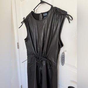 NWT Scoop Faux Leather Cinch Waist Midi Dress – Size M (8–10)